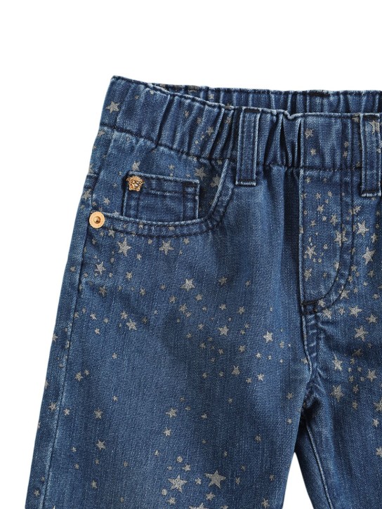 Versace: Glittered cotton denim jeans - Denim - kids-girls_1 | Luisa Via Roma