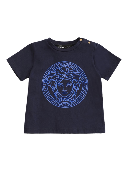 Versace: T-shirt in jersey di cotone stampa Medusa - kids-boys_0 | Luisa Via Roma