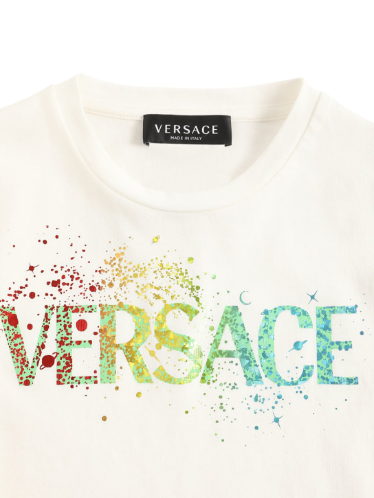 Versace: Logo printed cotton t-shirt - White - kids-boys_1 | Luisa Via Roma