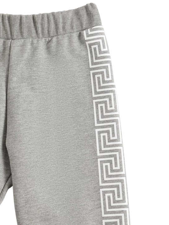Versace: Greca print cotton sweatpants - Grey - kids-girls_1 | Luisa Via Roma