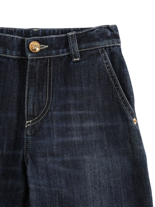 Versace: Stonewashed cotton denim jeans - Denim - kids-girls_1 | Luisa Via Roma