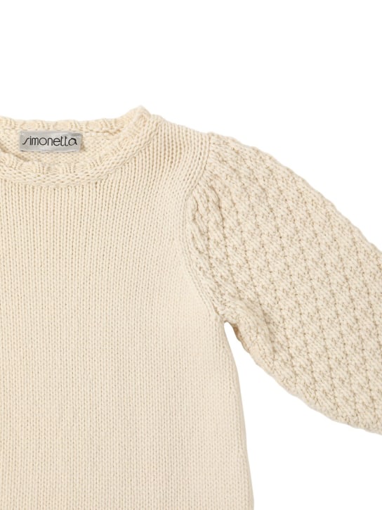 Simonetta: Wool blend cable knit dress - Ivory - kids-girls_1 | Luisa Via Roma