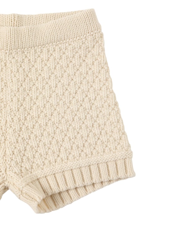 Simonetta: Wool blend cable knit shorts - Ivory - kids-girls_1 | Luisa Via Roma