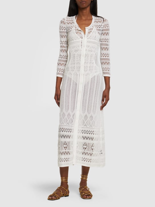 Isabel Marant: Atedy cotton crochet long dress - White - women_1 | Luisa Via Roma