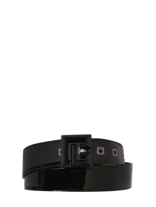 Balmain: 35mm Patent leather belt - 0pa Noir - women_0 | Luisa Via Roma