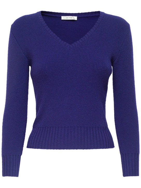 The Row: Cael cashmere blend knit sweater - Purple - women_0 | Luisa Via Roma