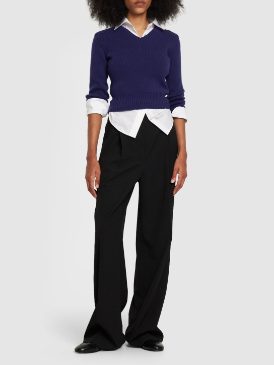 The Row: Cael cashmere blend knit sweater - Purple - women_1 | Luisa Via Roma