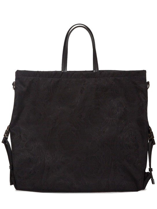 Versace: Barocco nylon tote bag - Black - men_0 | Luisa Via Roma