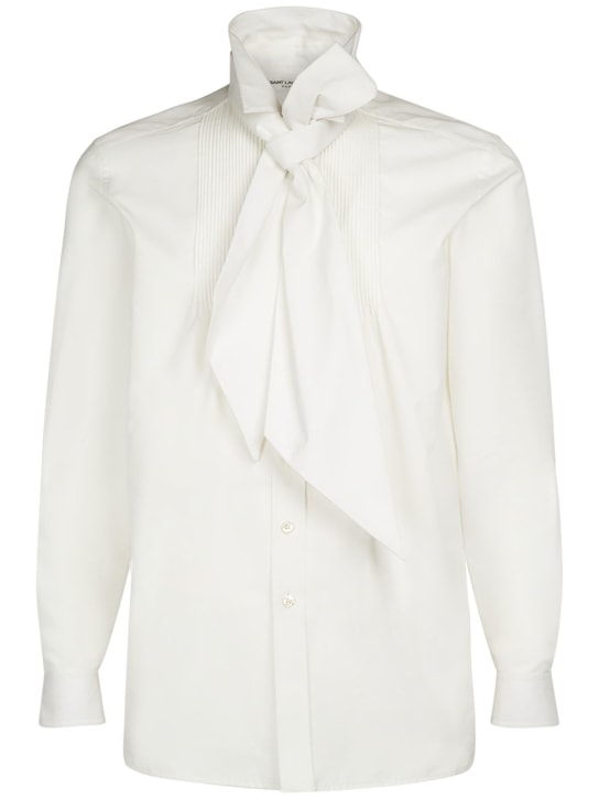 Saint Laurent: Lavallière cotton poplin shirt - White - men_0 | Luisa Via Roma