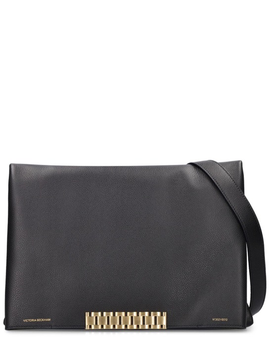 Victoria Beckham: XL Soft leather flap shoulder bag - Black - women_0 | Luisa Via Roma