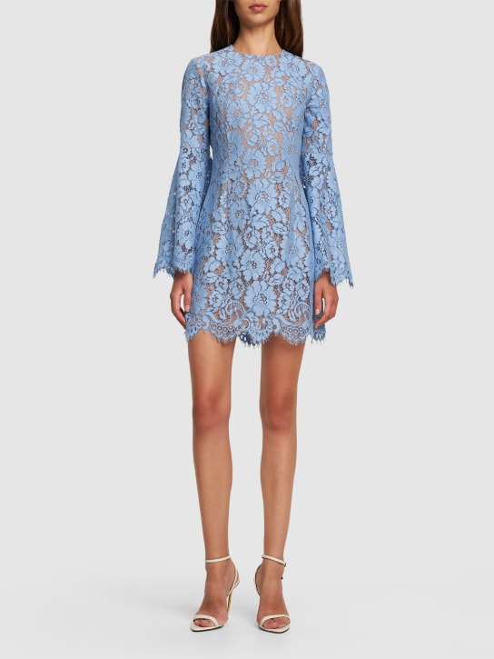 Michael Kors Collection: Floral lace cotton blend mini dress - Light Blue - women_1 | Luisa Via Roma