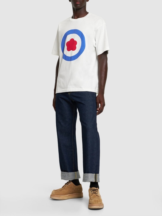 Kenzo Paris: T-shirt oversize Target in cotone con stampa - Off White - men_1 | Luisa Via Roma