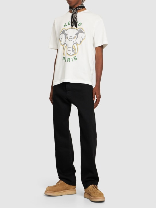 Kenzo Paris: T-shirt oversize Elephant in jersey di cotone - Off White - men_1 | Luisa Via Roma