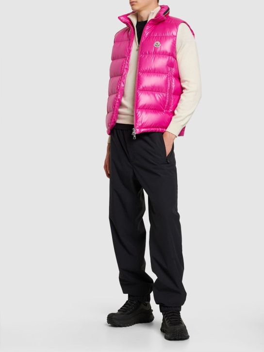 Moncler: Ouse shiny down vest - Pink - men_1 | Luisa Via Roma