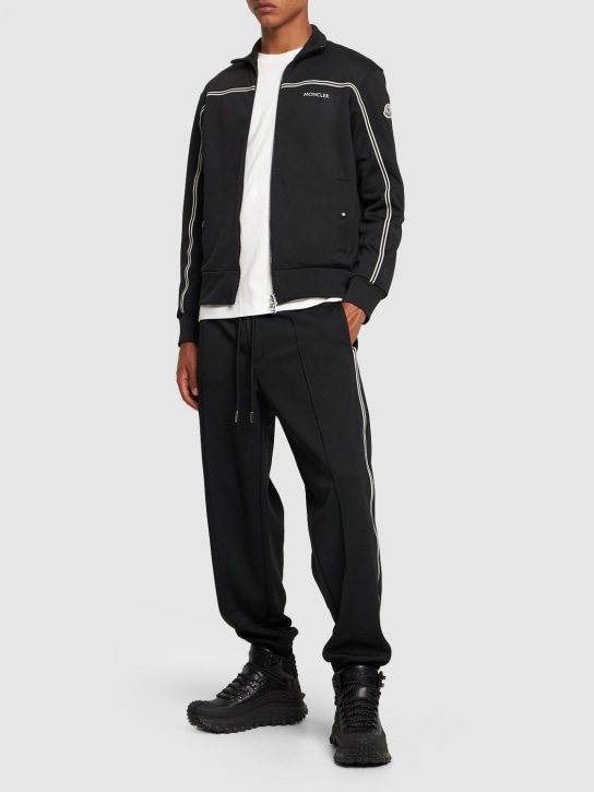 Moncler: Textured lightweight track pants - Black - men_1 | Luisa Via Roma