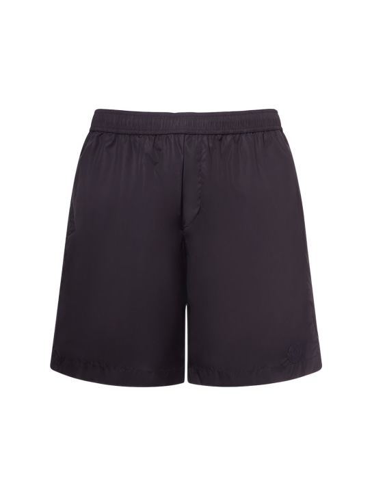 Moncler: Shorts mare in nylon tecnico - Nero - men_0 | Luisa Via Roma