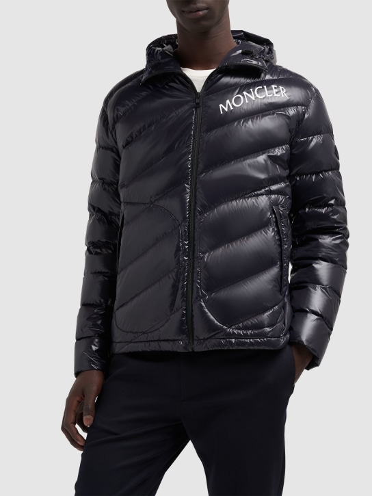Moncler: Shama nylon laqué down jacket - Black - men_1 | Luisa Via Roma