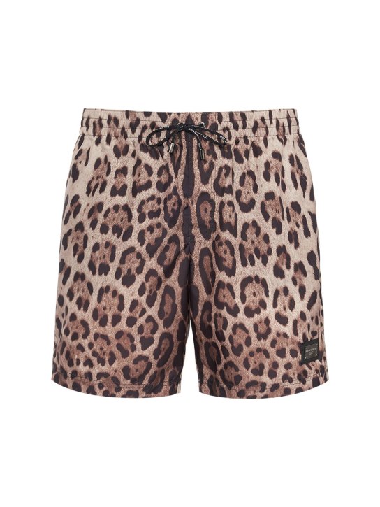 Dolce&Gabbana: Printed boxer swim shorts - Leopard - men_0 | Luisa Via Roma