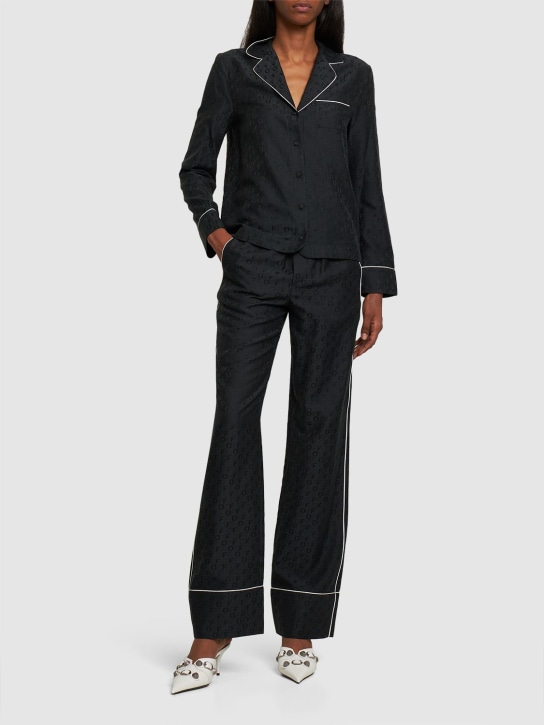 Off-White: Silk blend jacquard pajama shirt - Black - women_1 | Luisa Via Roma