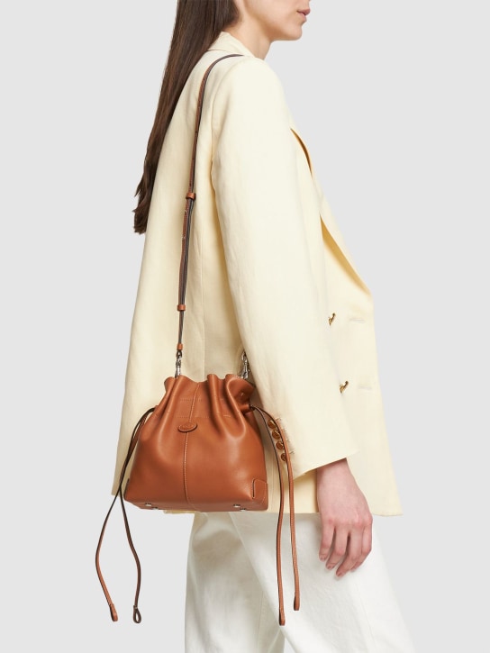 Tod's: Mini DBS leather bucket bag - Brown - women_1 | Luisa Via Roma