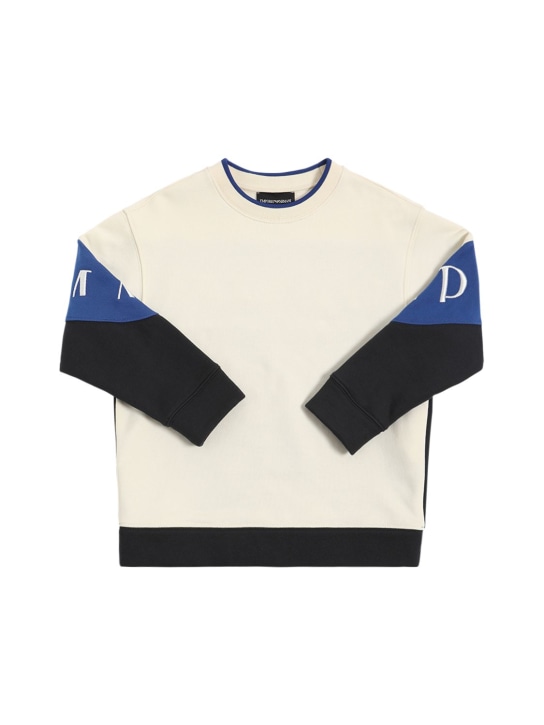 Emporio Armani: Organic cotton sweatshirt w/logo - White - kids-boys_0 | Luisa Via Roma