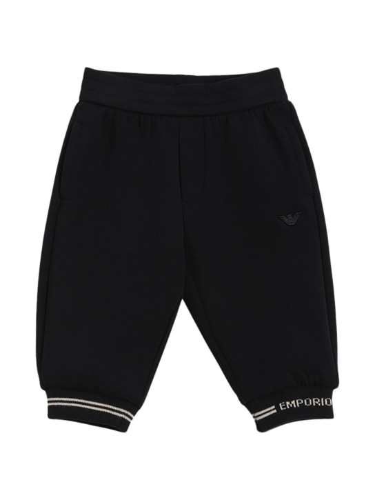 Emporio Armani: Double jersey sweatpants w/logo - Navy - kids-boys_0 | Luisa Via Roma