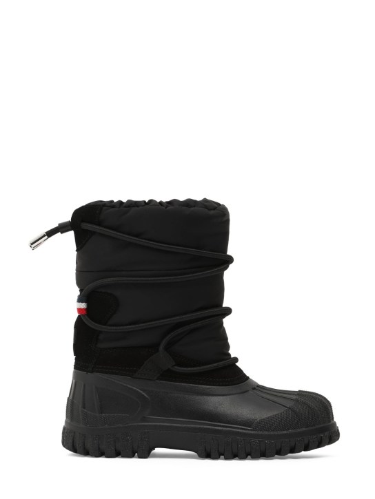 Moncler Grenoble: Chris tech & leather snow boots - Black - kids-girls_0 | Luisa Via Roma