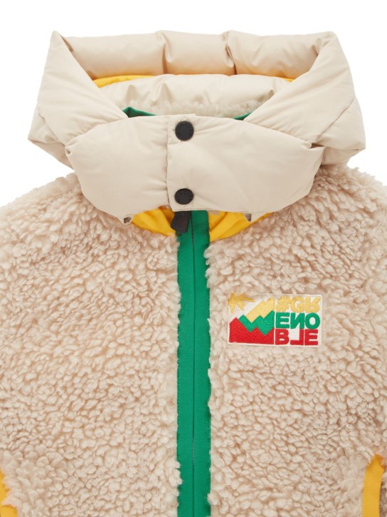 Moncler Grenoble: Reversible teddy fleece down jacket - Light Beige - kids-boys_1 | Luisa Via Roma