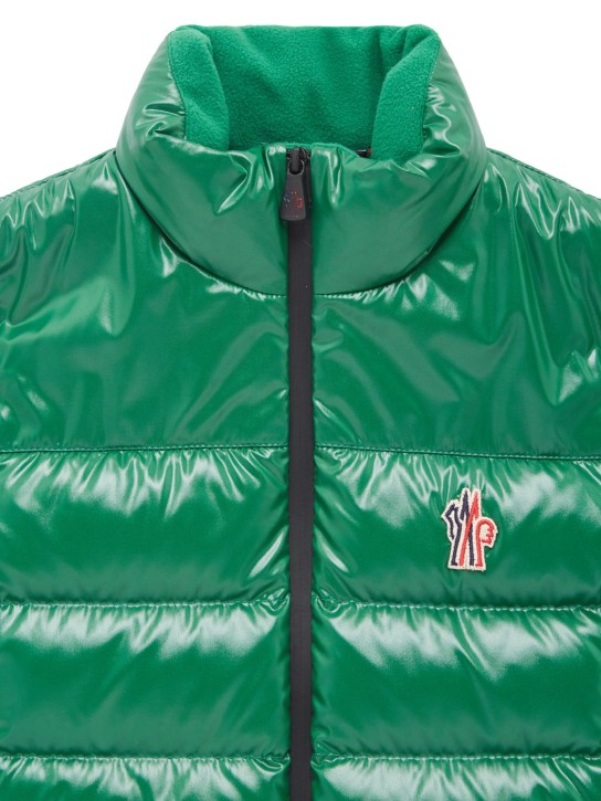 Moncler Grenoble: Stretch polar fleece down jacket - Medium Green - kids-boys_1 | Luisa Via Roma