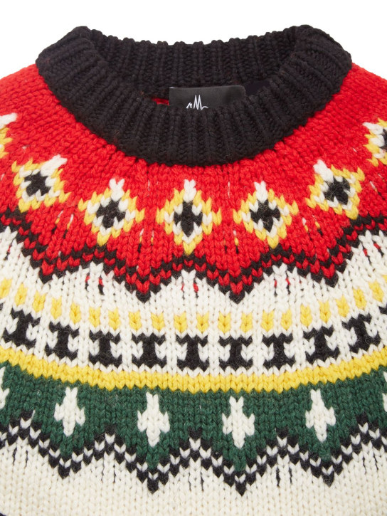Moncler Grenoble: Wool blend chain crewneck sweater - White - kids-boys_1 | Luisa Via Roma