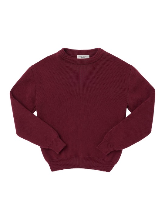 Golden Goose: Cotton knit crewneck sweater - Bordeaux - kids-boys_0 | Luisa Via Roma