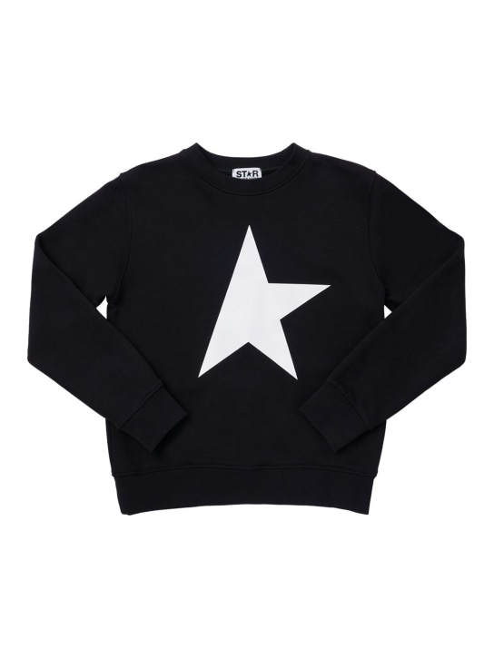 Golden Goose: Star print cotton blend sweatshirt - Black - kids-boys_0 | Luisa Via Roma