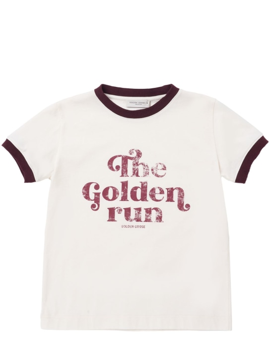 Golden Goose: Bedrucktes T-Shirt aus Baumwolljersey - Beige - kids-girls_0 | Luisa Via Roma