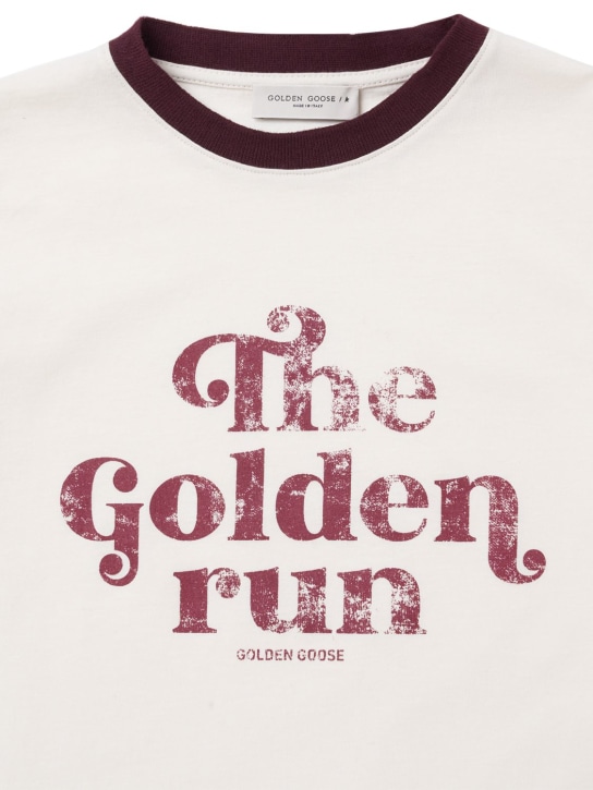 Golden Goose: Bedrucktes T-Shirt aus Baumwolljersey - Beige - kids-girls_1 | Luisa Via Roma