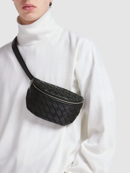 Bottega Veneta: Intreccio padded nappa belt bag - Dark Green - men_1 | Luisa Via Roma