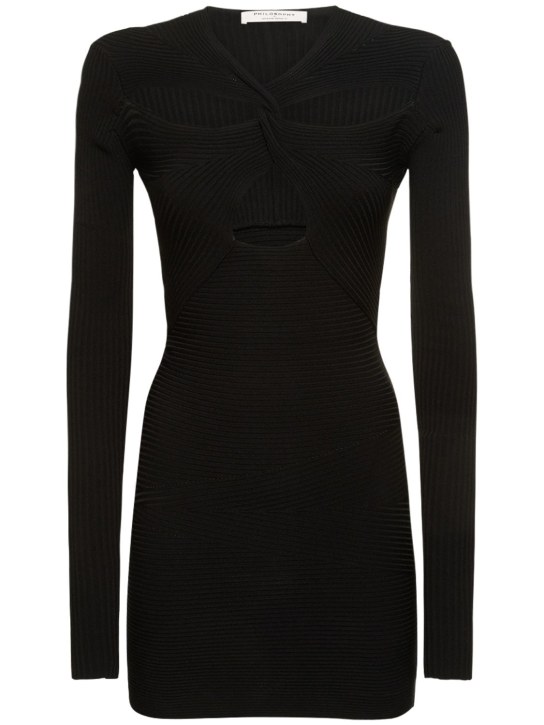 Philosophy Di Lorenzo Serafini: Stretch viscose jersey mini dress - Black - women_0 | Luisa Via Roma
