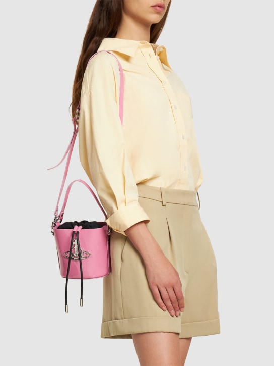 Vivienne Westwood: Small Daisy patent leather bucket bag - Pink - women_1 | Luisa Via Roma