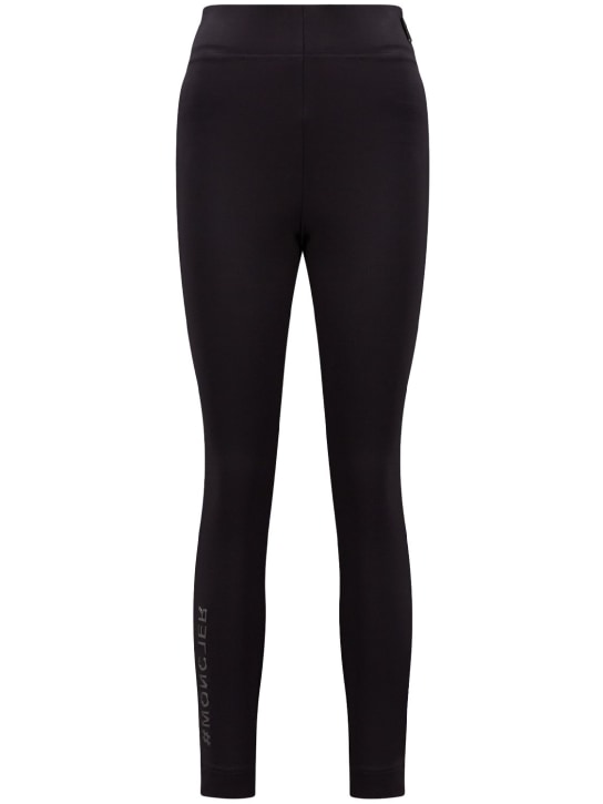 Moncler Grenoble: Technical nylon jersey leggings - Black - women_0 | Luisa Via Roma