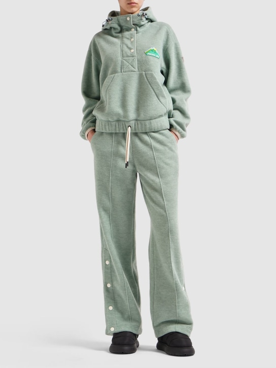 Moncler Grenoble: Wool blend fleece hoodie - Chinois Green - women_1 | Luisa Via Roma