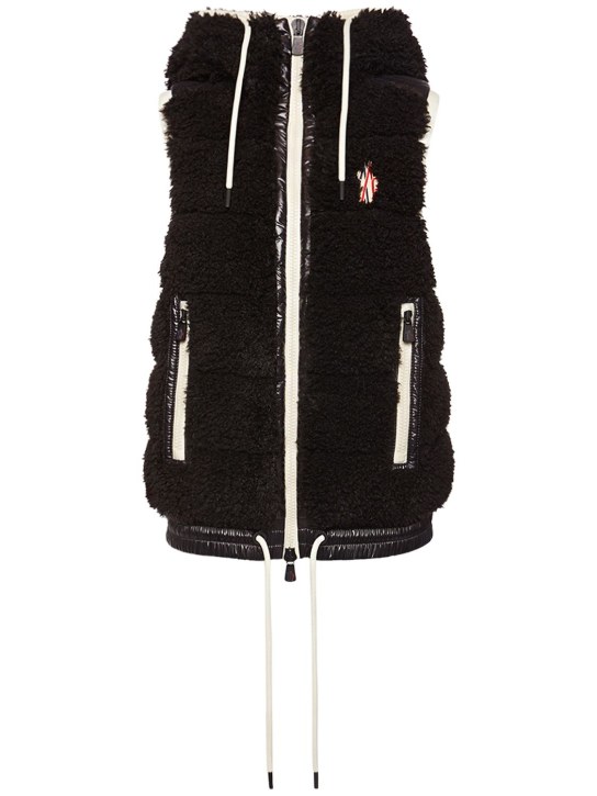 Moncler Grenoble: Tech teddy down vest with hood - Black - women_0 | Luisa Via Roma