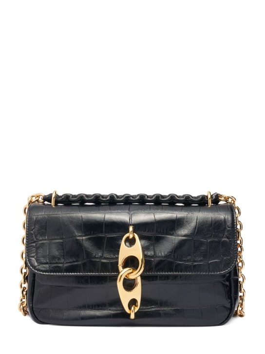 Tom Ford: Medium croc embossed shoulder bag - Black - women_0 | Luisa Via Roma