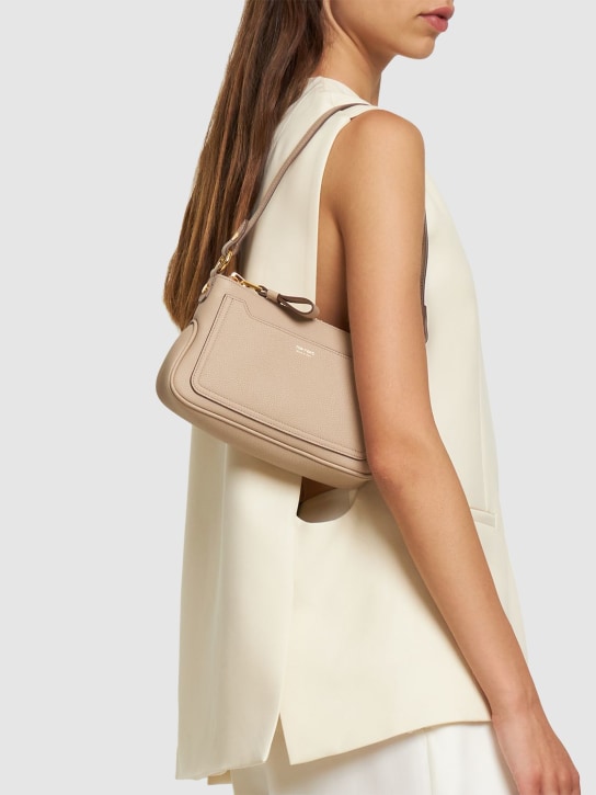 Tom Ford: Mini Jennifer grain leather bag - Silk Taupe - women_1 | Luisa Via Roma