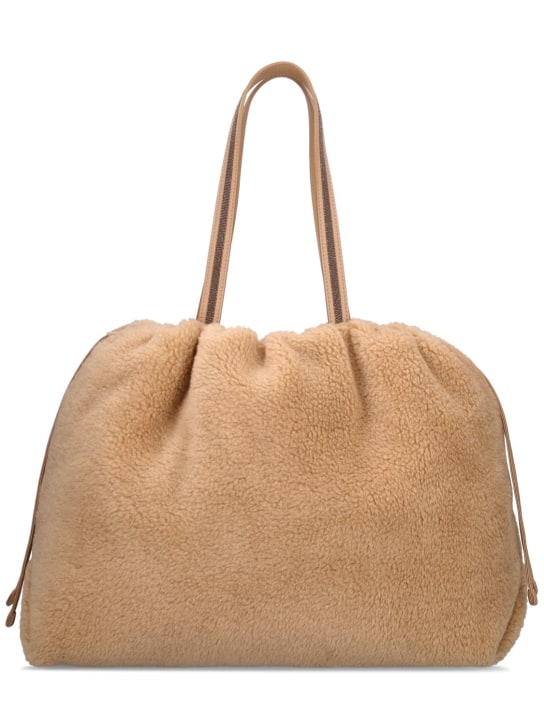 Brunello Cucinelli: Wool & cashmere top handle bag - Honey - women_0 | Luisa Via Roma