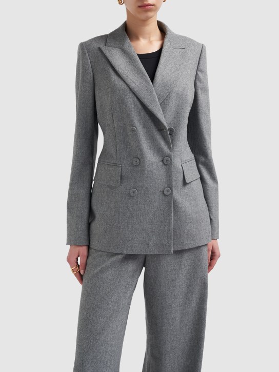 Max Mara: Landa wool & cashmere flannel jacket - Grey - women_1 | Luisa Via Roma