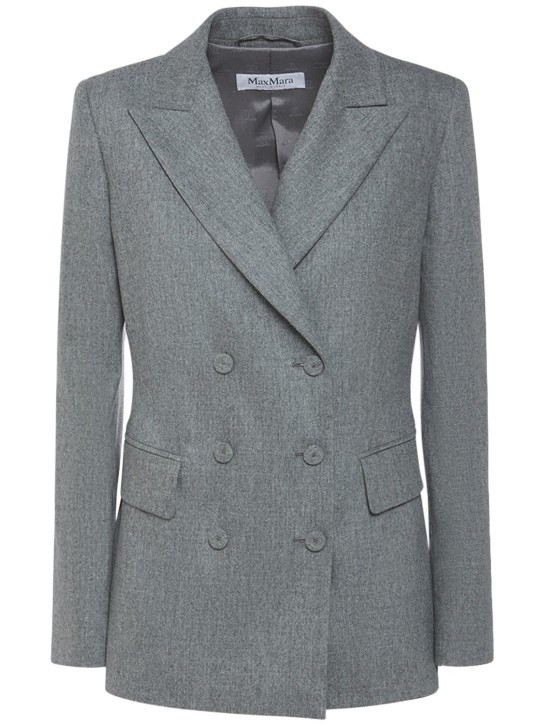 Max Mara: Landa wool & cashmere flannel jacket - Grey - women_0 | Luisa Via Roma