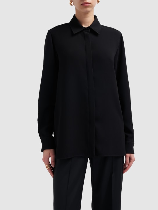 Max Mara: Euforia cady regular shirt - Black - women_1 | Luisa Via Roma