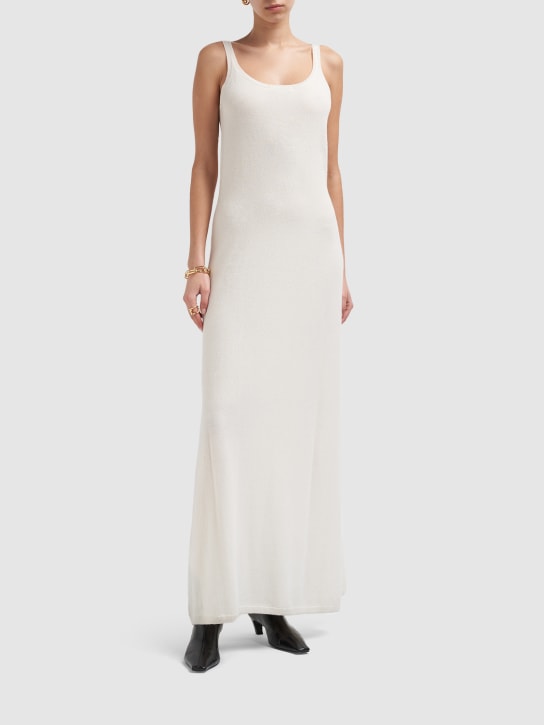 Max Mara: Sandalo wool & cashmere knit long dress - Ivory - women_1 | Luisa Via Roma