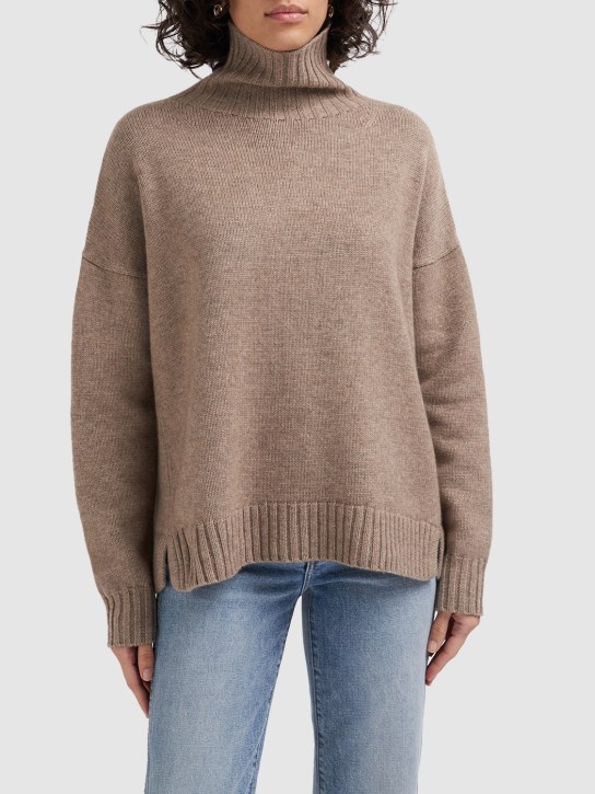 Max Mara: Gianna rib knit wool turtleneck sweater - Beige - women_1 | Luisa Via Roma