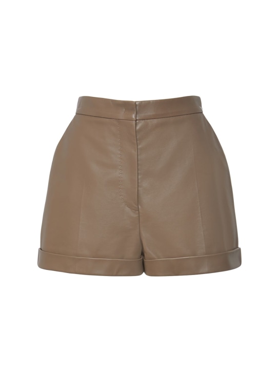 Max Mara: Andorra Napa leather shorts - Beige - women_0 | Luisa Via Roma