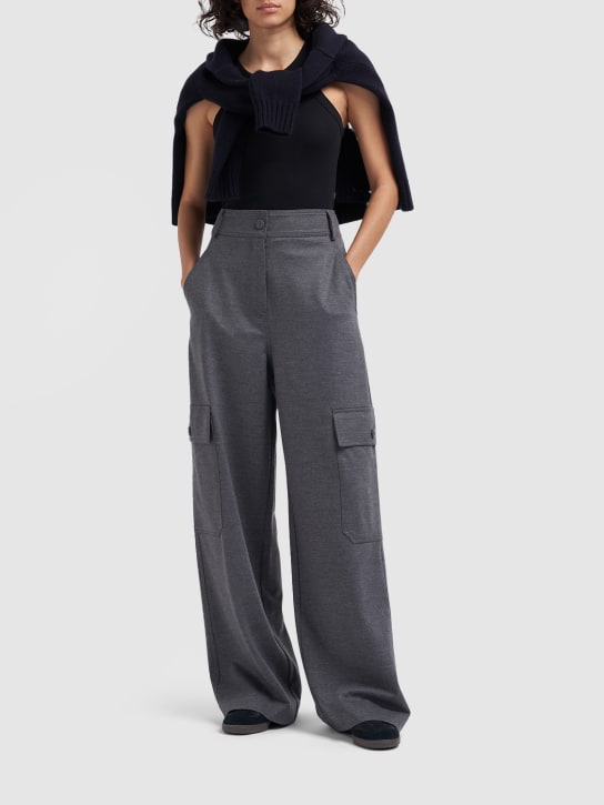Max Mara: Orlanda wool jersey cargo pants - Grey - women_1 | Luisa Via Roma
